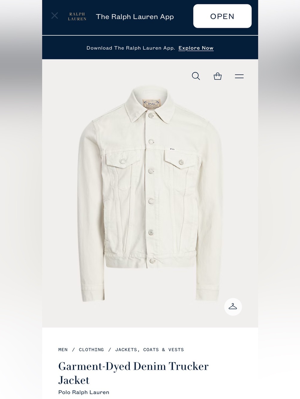Polo by Ralph Lauren Off-White Denim Jacket